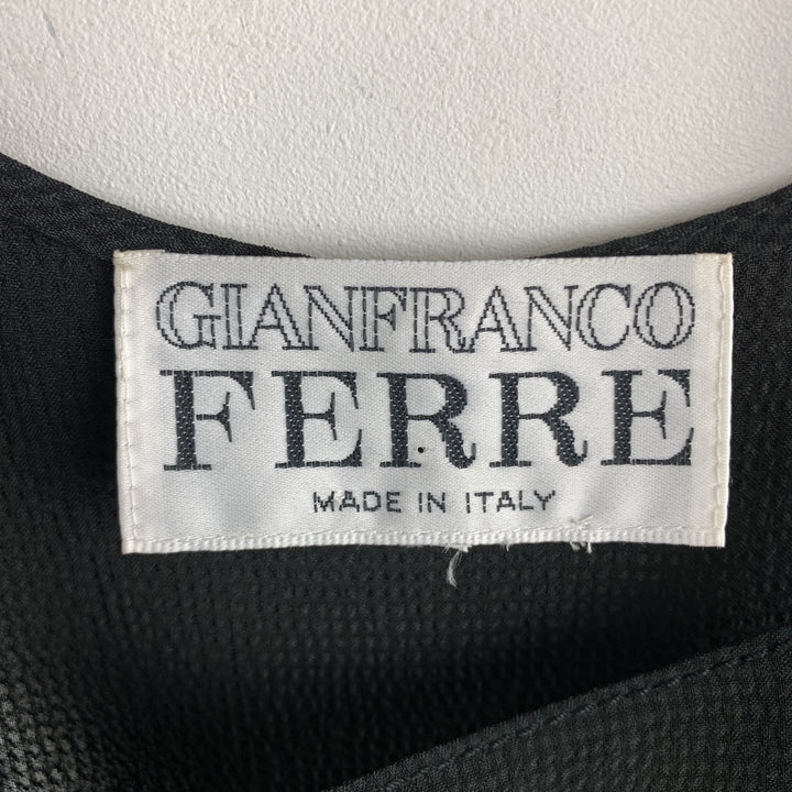 GIANFRANCO FERRE Size 8 Black Crepe Scoop Neck Zip Maxi Dress