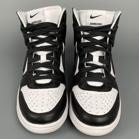 NIKE x AMBUSH Size 6 Black Leather Dunk High SP Sneakers
