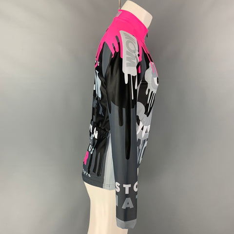 WALTER VAN BEIRENDONCK FW19 Size M Black Pink Monster Graphic Jersey Bike Top