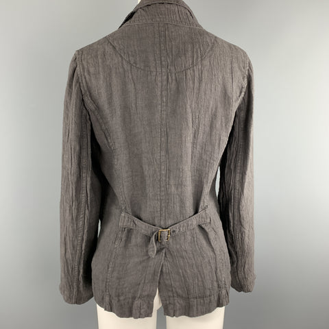 PAS de CALAIS Size 4 Grey Linen Layered Lapel Blazer
