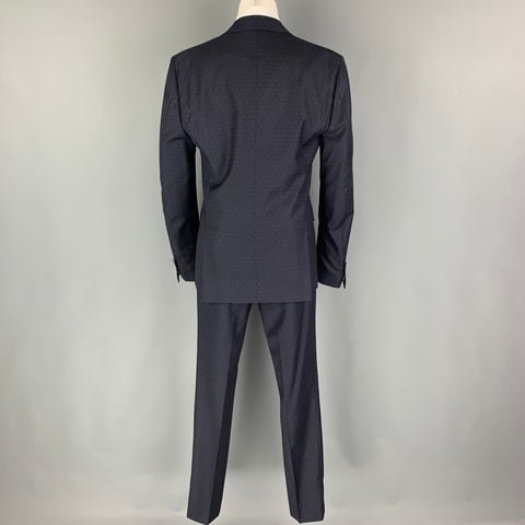 DSQUARED2 Size 36 Navy White Dots Wool Notch Lapel Suit