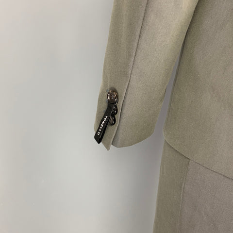 TONELLO Size 42 Slate Cotton Blend Notch Lapel Suit