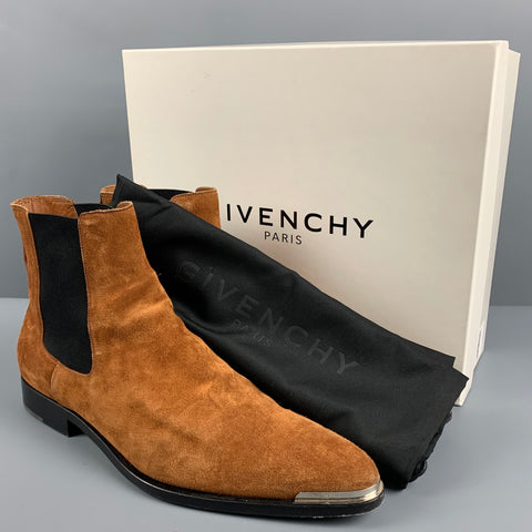 GIVENCHY Size 13 Camel Suede Chelsea Boots
