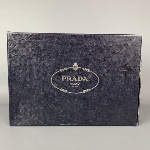 PRADA Size 13 Blue Perforated Leather Wingtip Lace Up Shoes