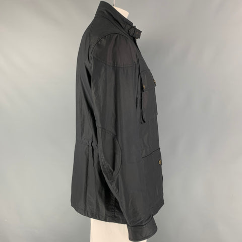 BELSTAFF Size 44 Navy Coated Cotton Utility Jacket