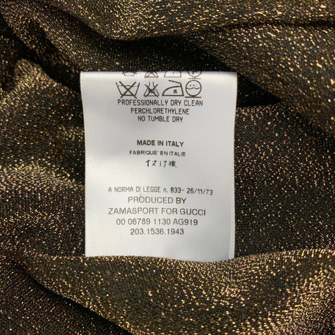 GUCCI Size 6 Gold & Black Lurex Polyester / Nylon V-Neck Dress Top
