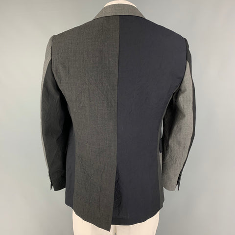 WOOSTER + LARDINI Size 44 Gray Black Color Block Wool Sport Coat