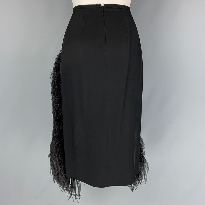 DRIES VAN NOTEN x Christian LaCroix Size 6 Black Viscose Feather Skirt