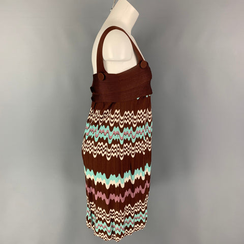 MISSONI Size 2 Brown Blue Knitted Rayon Dress