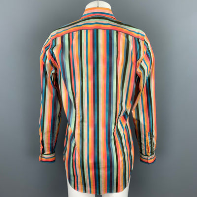 PAUL SMITH Size M Multi-Color Stripe Cotton Button Up Long Sleeve Shirt