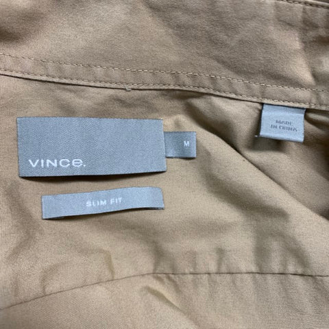 VINCE Camisa de manga corta con un bolsillo de algodón color caqui Talla M