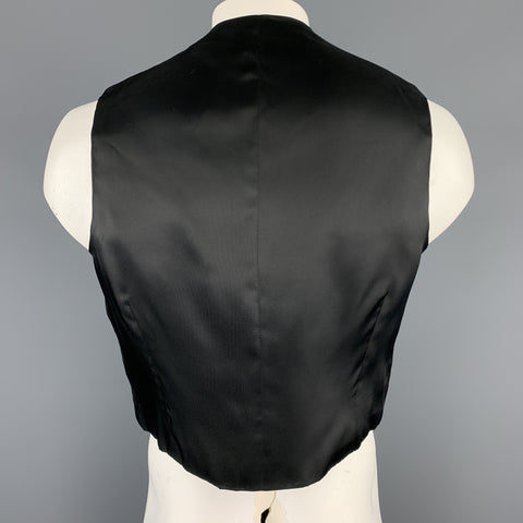 ORIGINAL-LANZ Size 42 Black Rosette Embroidery Velvet Metal Buttoned Vest