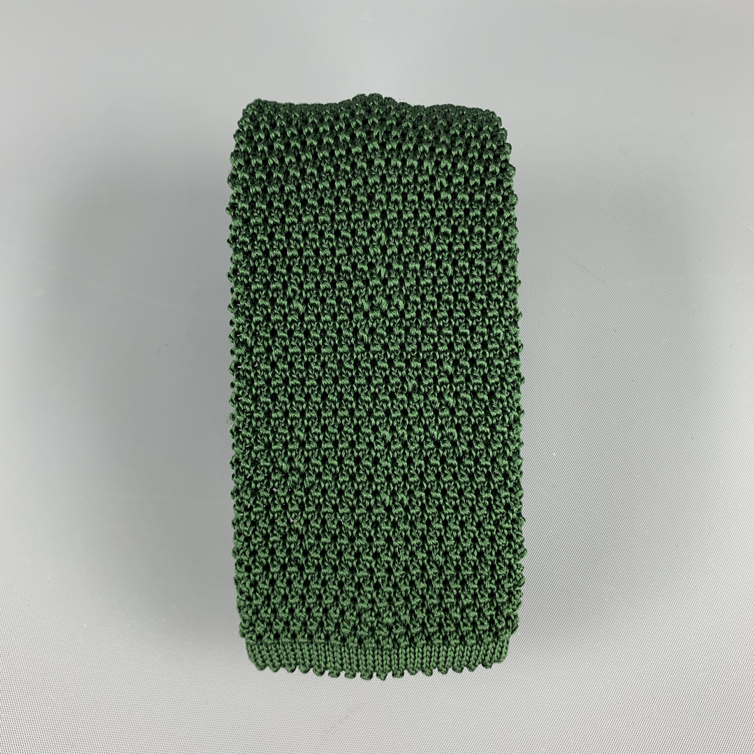 CHARVET Knitted Forest Green Textured Silk Tie