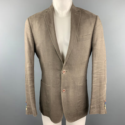 TALLIA Size 38 Taupe  Linen Notch Lapel Patch Pocket Sport Coat Jacket