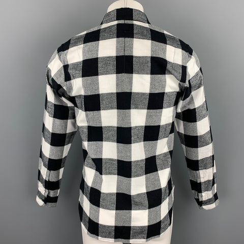 EN NOIR Size XS Black & White Buffalo Plaid Cotton Long Sleeve Shirt