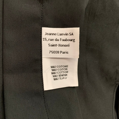 LANVIN Size L Black & Navy Cotton Hidden Buttons Long Sleeve Shirt