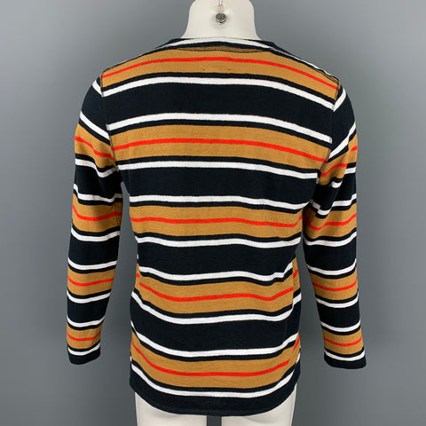 LEVI'S MADE &amp; CRAFTED Jersey de algodón con cuello redondo y rayas en negro y mostaza talla S