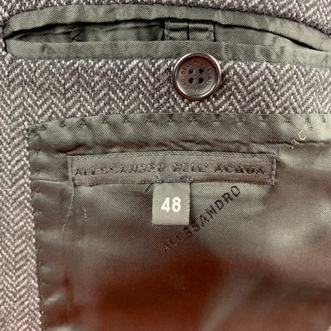 ALLESANDRO DELL' ACQUA Size 38 Charcoal Herringbone Virgin Wool Sport Coat