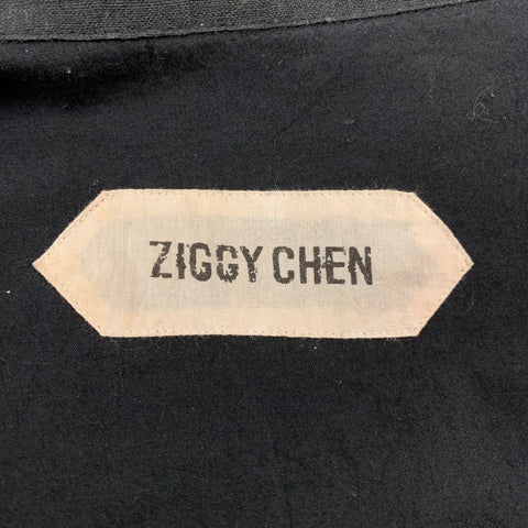 ZIGGY CHEN SS 15 Size 38 Black Linen Hidden Buttons Long Sleeve Shirt