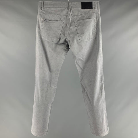 HUGO BOSS Size 33 Navy White Graphic Cotton Elastane Flat Front Casual Pants