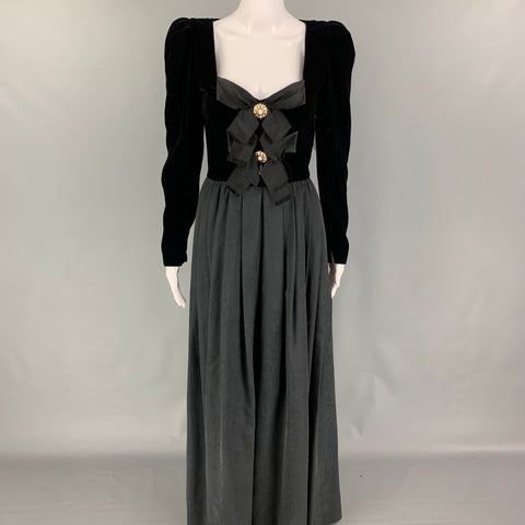 CAROLYNE ROEHM Size 6 Black Taffeta Moare' Long Dress