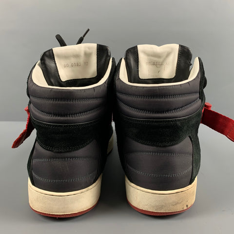 LOUIS VUITTON Size 13 Black Red  Nylon Suede High Top Sneakers
