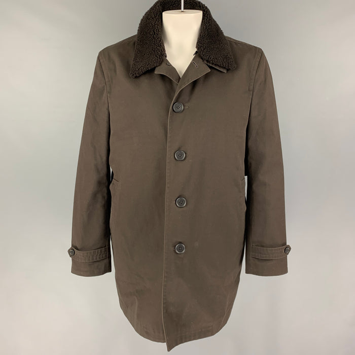 PAUL SMITH Size XXL Brown Polyster Cotton Detachable Lining Coat