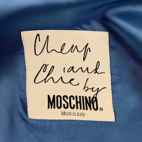 Vintage CHEAP and CHIC by MOSCHINO Size 42 Blue & Yellow Print Velvet Buttoned Vest