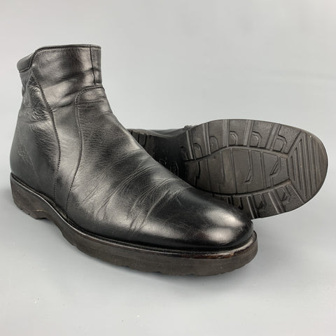 TARYN ROSE Size 12 Black Leather Side Zipper Ankle Boots