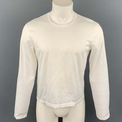 CHRISTOPH BROICH Size M White Wrinkled Cotton / Polyester Crew-Neck Pullover