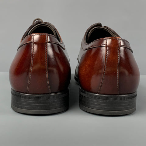 PRADA Size 10 Brown Antique Leather Lace Up Shoes