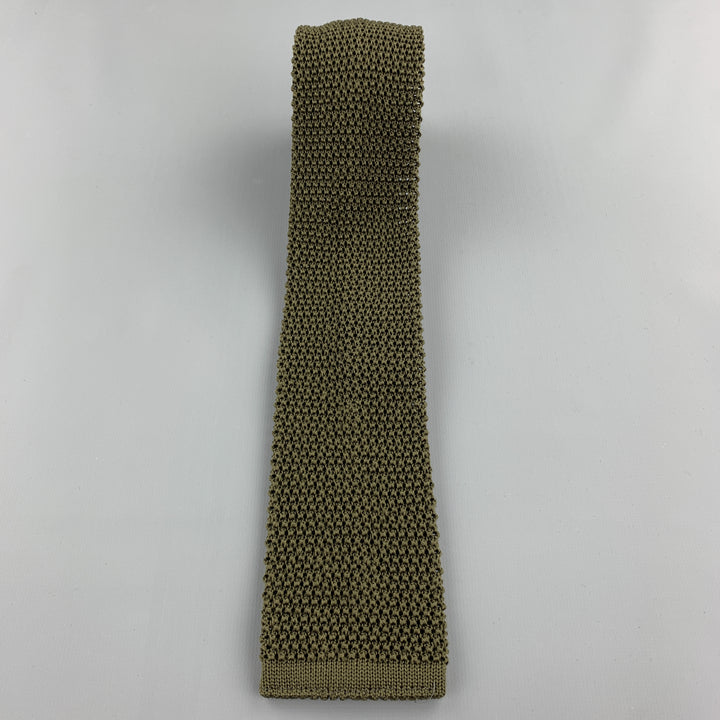 LOCK & CO LONDON Olive Silk Textured Knit Tie