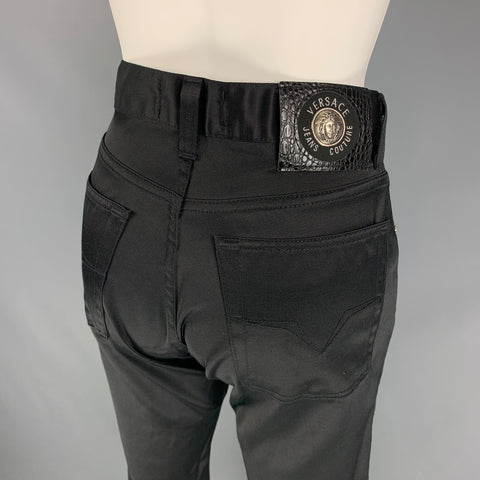 VERSACE JEANS COUTURE Size 28 Black Cotton / Polyamide Jean Cut Casual Pants