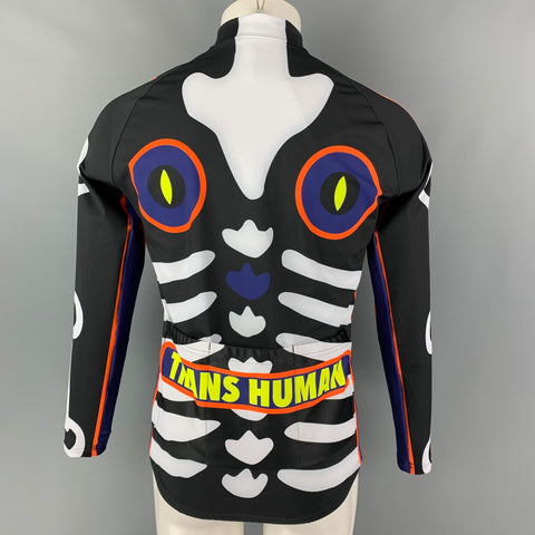WALTER VAN BEIRENDONCK SS19 Size M Black Graphic Nylon Jersey Bike Top