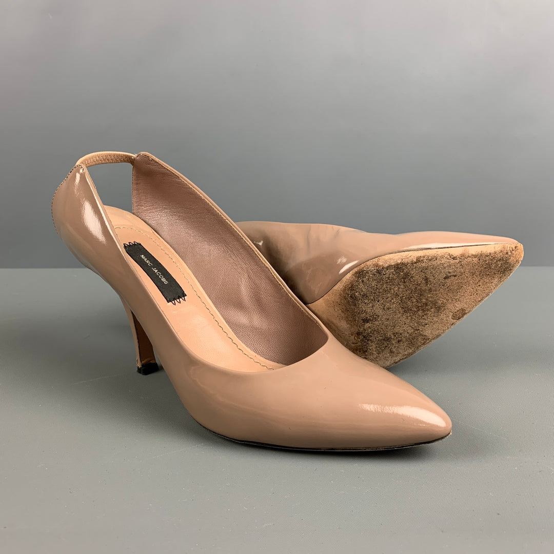 MARC JACOBS Size Taupe Patent Leather Slingback Pumps – Sui