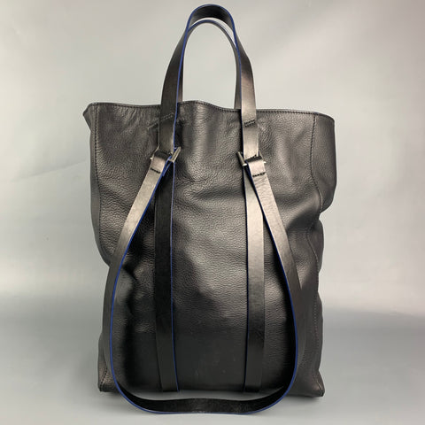 CoSTUME NATIONAL Black Pebble Grain Leather Tote Bag