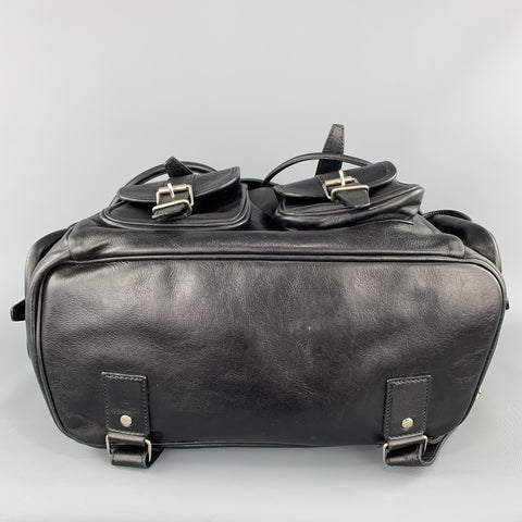 SAINT LAURENT Black Leather Drawstring ROCK SACK Backpack