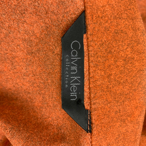 CALVIN KLEIN COLLECTION Size 38 Orange Heather Polyester Blend Hidden Placket Trucker Jacket