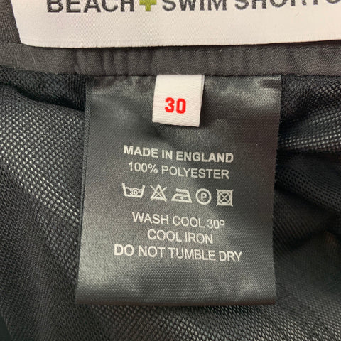 ORLEBAR BROWN Size 30 Black & Grey Dog Print Polyester Side Tabs Swim Trunks
