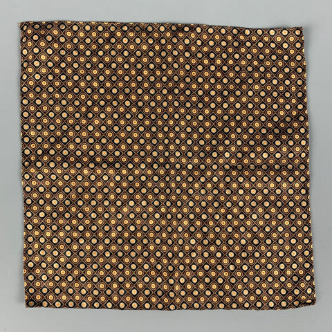 STEFANO RICCI Brown Gold Dots Silk Pocket Square
