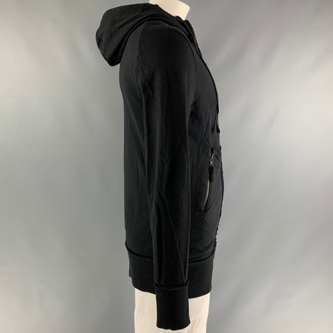MANUEL MARTE Size L Black Solid Cotton Hoodie Sweatshirt