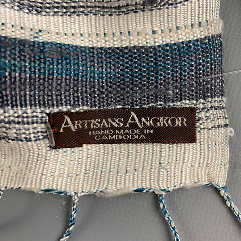 ARTISANS ANGKOR Grey Cream Woven Silk Scarf