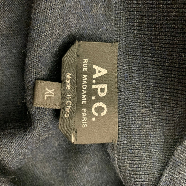 A.P.C. Size XL Navy Merino Wool Polo Pullover