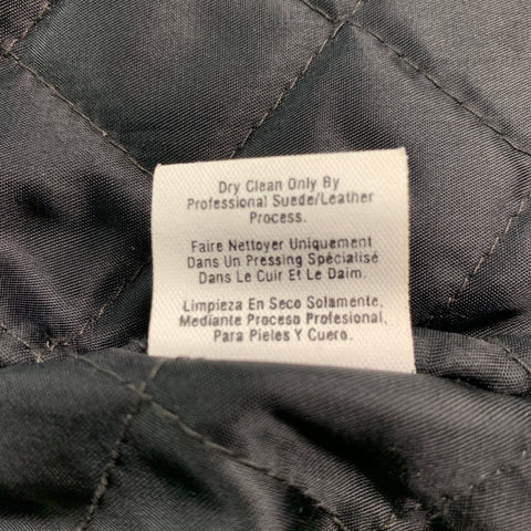 DONNA KARAN Taille S Veste zippée en cuir massif noir