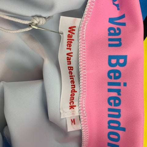 WALTER VAN BEIRENDONCK SS20 Size M Blue Pink Graphic Nylon Jersey Bike Top