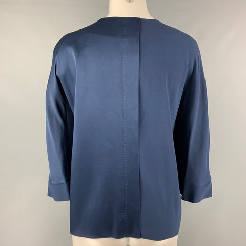 DICE KAYEK Size 4 Navy Acetate &  Viscose Rhinestones 3/4 Sleeves Blouse