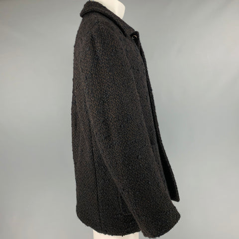 PRADA Size 40 Black Brown Tweed Wool Blend Patch Pockets Jacket