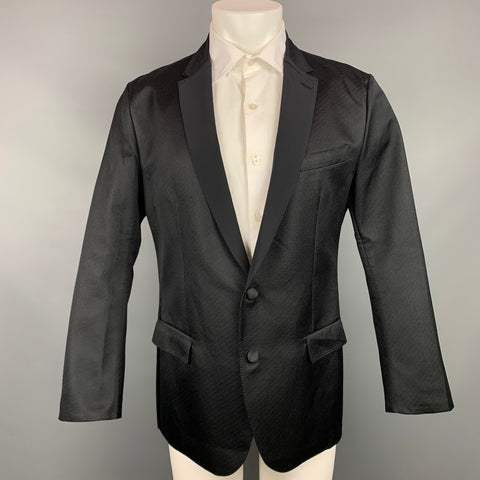 DOLCE & GABBANA Size 42 Black Silk Blend Notch Lapel Sport Coat