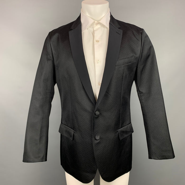 DOLCE &amp; GABBANA Talla 42 Abrigo deportivo con solapa de muesca en mezcla de seda negra