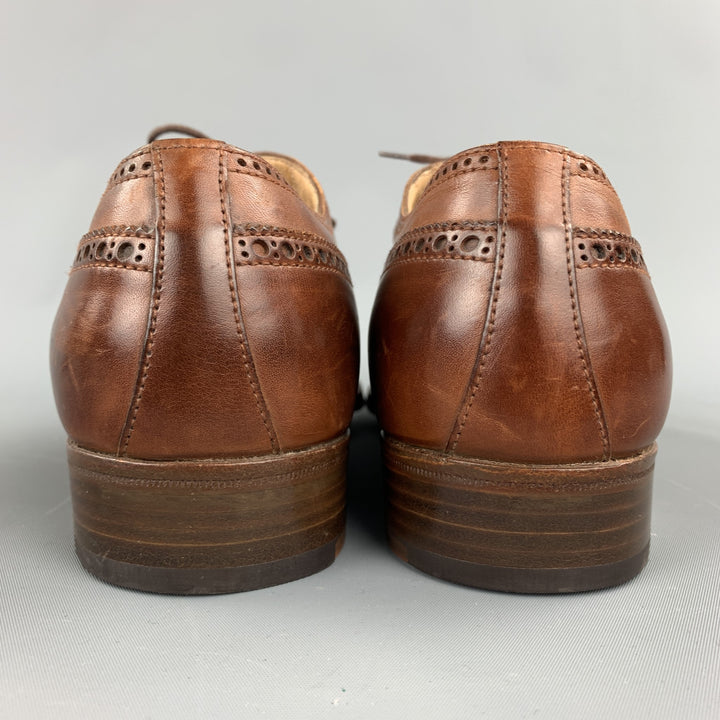 GRAVATI pour WILKES BASHFORD Taille 9,5 Marron Cap Toe Chaussures à lacets perforées